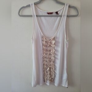 Ted Baker Silk Blend Tank Top Medium Cream Ruffle Y2K Girly Coquette Flowy Boho